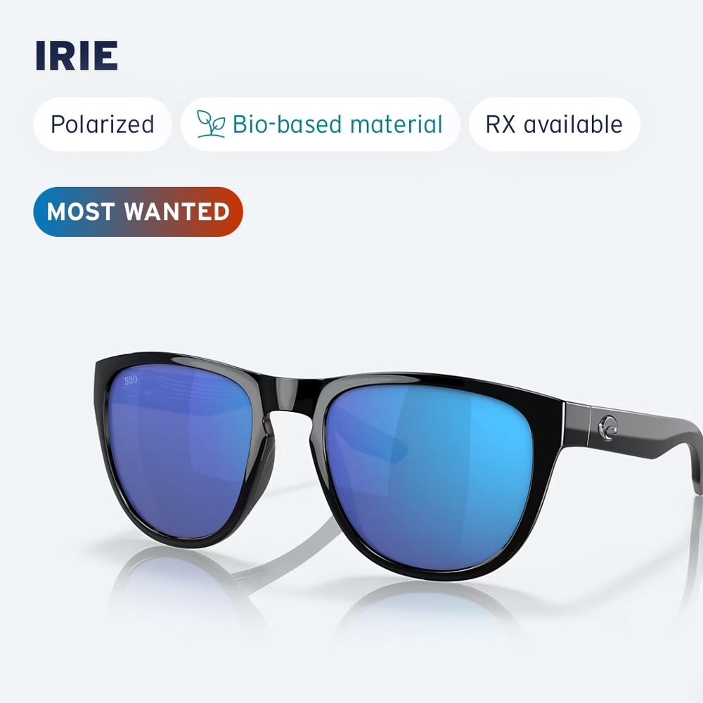 Costa Del Mar Irie Blue Mirror Polarized Polycarbonate Square Unisex Sunglasses
